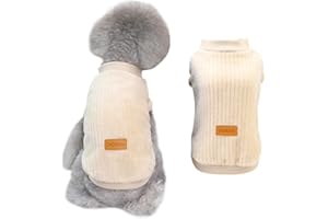 Mitili Haustier Katze Hundepullover, Rollkragen Strickpullover Hunde Pullover, Hundepullover Weste Warmer Mantel, Weich Winter Hundekleidung für Kleine Mittelgroße Hunde und Katzen (Khaki, L)