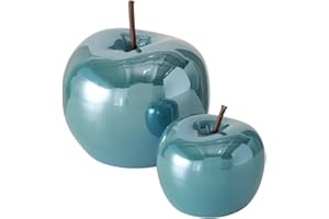 ‎REWU ReWu Apfel Deko 2er Set aus Keramik Lasiert in Petrol mit Glanz und Perleffekt