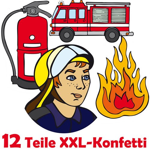37-tlg. Party-Set * FEUERWEHR * mit Pappteller + Servietten + Pappbecher + XXL-Tischkonfetti für Kindergeburtstag // Teller Becher Essen Pappe Geschirr Party Deko Dekoration Einweg Kinder Geburtstag Mottoparty Feuerwehrauto Konfetti Deko - 5