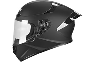 MOCOERL Casco integral transparente con efecto espejo | Casco integral de moto | Casco integral de moto ECE 22.06 | Ventilación de barbilla y cabeza | para hombre y mujer | Negro