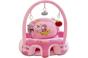 DEMIAWAKING Coussin de Canape Bébé, Remplaçable Doux Coussin Assise Bébé avec Tige, Jeu de Jouets et Tapis Protection, Protection pour Bébé Apprendre à S'assoire [Pas de Remplissage] (Rose)