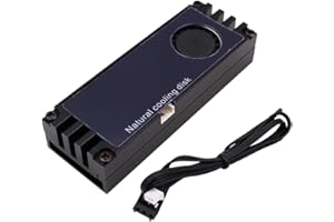 VOANZO Digital Temperature Display Nvme Heatsink Turbo Cooling Fan M.2 SSD Heatsink Cooling Fan for 2280 22110 NVME M2 Solid State Drive -Black