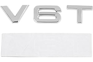 ‎AREYOURSHOP Areyourshop V6T Emblem für Audi A1 A3 A4 A5 A6 A7 Q3 Q5 Q7 S6 S7 S8 S4 SQ5, Chrom