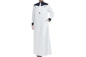 KAMEIMEI Muslimische Robe Herren Einfarbig muslimisches Kleid Islamischen Dubai Männer-Muslimische Kleider Ethnische Maxikleid Ramadan Roben Taiji Kleidung
