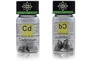 NOVAELEMENTS Cadmio metallico elemento 48 Cd, campione puro 3 grammi 99,99% in fiala di vetro con etichetta