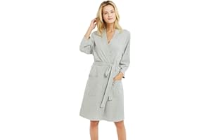 U2SKIIN Morgenmantel Damen 100% Baumwolle, leichter Bademantel Kimono Saunamantel Loungewear Hausmantel kurz