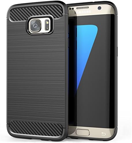 Centopi Samsung Galaxy S7 Edge Case, Carbon Fibre Textured Gel Cover | Shock Absorbing | Lightweight &amp; Slim TPU Gel Protection - Black