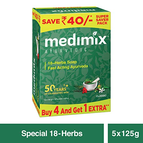 Medimix Ayurvedic Classic 18 Herbs Soap, 125 g (4 + 1 Offer Pack)