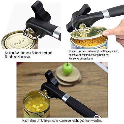 Anpro Dosenöffner, Edelstahl Ecke Dosenöffner, professionelle Sicherheits Dosenöffner, manuell Öffner mit ergonomischem rutschfestem Griff - 4