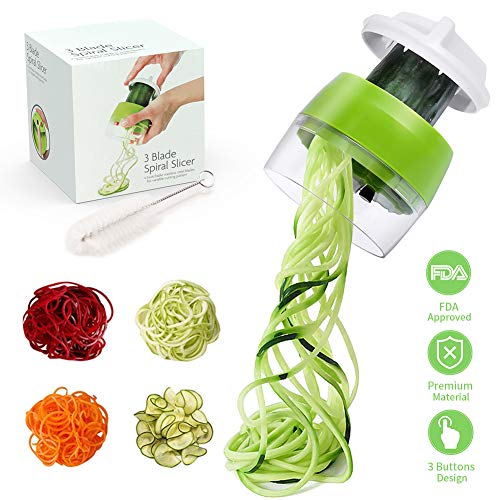 ALIOO Cortador de Verdura - Rallador de Verduras 4 en 1 Verduras Cortador,Calabacin Pasta,Cortador en Espiral Manual,Adecuado para Zanahorias,Pepinos,etc