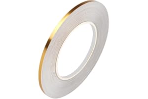 WMUVAZA 5mm Breite Hologramm Zierstreifen, Universal Chromzierleiste, Dekorstreifen Seitenstreifen Klebestreifen, Auto Chromleiste, für Auto Motorrad Modellbau, Gold, 5MM*50M
