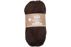 Glorex 100% Cotone, Versatile, per lavori a Maglia, Uncinetto e Artigianato, Ottima qualità, Morbido e Lavabile, 50 g, Circa 170 m, Marrone, unità
