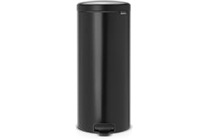 Brabantia Newicon Cubo de Basura con Pedal, Acero Inoxidable, Negro Mate, 30L