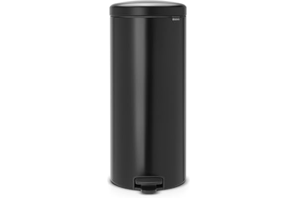 Brabantia NewIcon Treteimer sanft schließend, Kunststoff-Inneneimer, Matt Black, 30 Liter