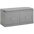 SoBuy Schoenenbank, Moderne Schoenkast met Zitkussen en 3 manden Hout, Wit, 105x43x35cm, FSR23-W