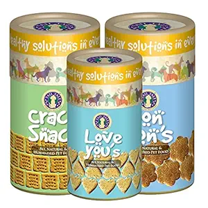 Tail Tale Veg Dog Food Gluten Free Biscuits for Adults & Puppy Vegetarian | Crack Snack 500 Grams | Love You 250 Grams | Bon Bon's 500 Grams(Combo of 3)