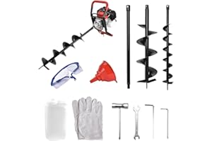 UKCUTTER Petrol Earth Auger Drill Fence Post Hole Borer Digger 52cc 3HP 3 Bits 9000 RPM for Gardening Planting - EA520