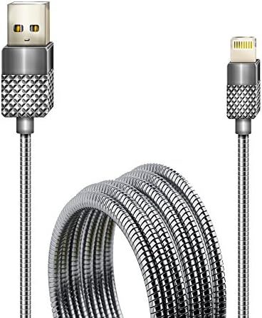 Bobite All-metal Lightning Charging Cable Super Fast Charging and Transfer Data 3.3ft/1M USB Cable for IOS Devices, with Free Chargers (Sliver)