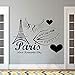 Produktbild WWYJN Vinyl Wall Sticker Paris France Wall Poster Famous Tower Wall Decal Home Decoration Heart Wing Love Romantic Wall Mural  79x57cm
