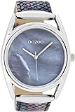 Oozoo Damenuhr mit Lederband 43 MM Perlmutt Blau/Snake Blau C9167