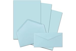 FarbenFroh by Gustav Neuser - Papel de escritura mate con sobres DIN A4, 25 unidades, color azul claro