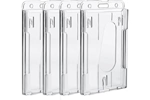 TXERFOLG 4 fundas para tarjetas de identificación, de plástico duro, transparente, para 2 tarjetas, con ranura para el pulgar, soporte vertical para tarjetas para diferentes tarjetas