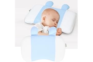 CACACOOK Baby Pillow, Prevents Flat Head Baby Shaping Pillow, Breathable Newborn Pillow Memory Cotton Baby Pillow to Help Prevent and Treat Flat Head Syndrome in Memory Foam