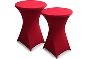 hicoosee 2er-Set Stretch Stehtischhusse, Ø80-85cm Hochwertige Tisch-Überzug Husse für Bistrotisch Stehtisch und Runde Stehtische, Elegante Stretch-Husse für Gartenparty Feier Hochzeit Taufe, Rotwein