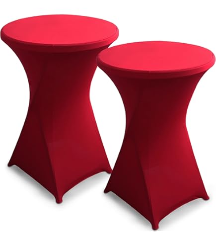 Set van 2 stretch Statafelhoes voor bistrotafel, donkergroen, 80-85 cm, groen spandex stretch tafelkleed met rok, tafelrok voor bruiloft, verjaardagsfeest, banket en bistrotafels (80 x 110 cm