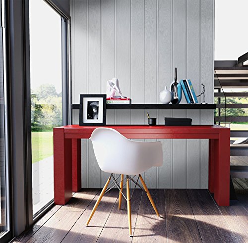 NEWROOM Holztapete Grau,Weiß Papiertapete Grau Holz,Landhaus,Streifen Alte Bretter,Holz,Streifen schöne moderne und edle Design 3D Optik , inklusive Tapezier Ratgeber - 5