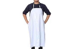 Kichvoe Kitchen Apron Waterproof Rubber Vinyl Apron Heavy Duty Dishwasher Apron Butcher Apron For Cleaning Fish, Gardening, Lab Work- White Grilling Apron