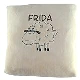 WOLIMBO Schaf Kissen mit Namen beige zur Geburt, Taufe oder Geburtstag 40x40cm Flausch-Material