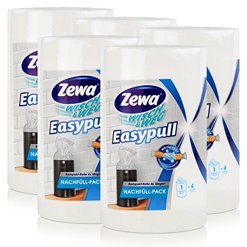 5 x Zewa essuie-glace & sentier Easypull recharge -Durable & hautement absorbant
