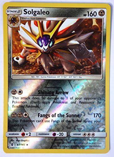 Pokemon, S&amp;M Guardians Rising, Solgaleo 87/145, Reverse Holo, New, Mint