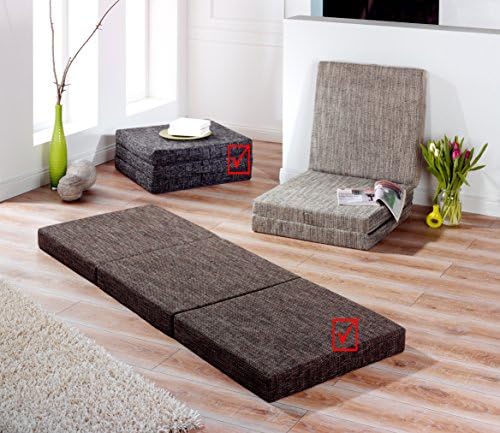 Folding mattress, guest bed – “Trend” anthracite, light grey and brown