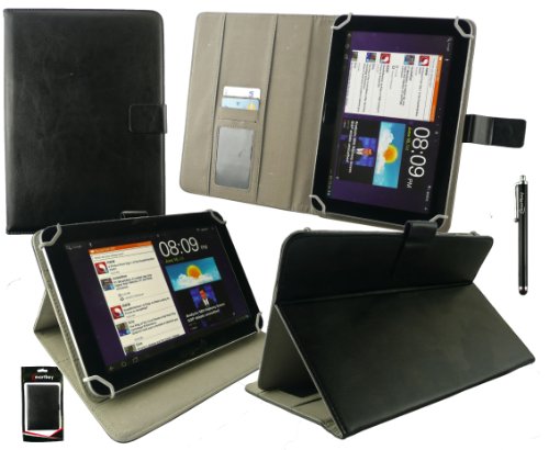 Emartbuy® Schwarz Eingabestift + Universalbereich ( 8 - 9 Zoll ) Schwarz Multi Winkel Folio Executive Case Cover Wallet Hülle Schutzhülle mit Kartensteckplätze Geeignet für Gigaset S30853-H1166-R101 QV 830 8" Zoll Tablet