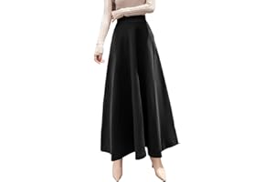 ARTYKEY Jupe Longue Femme Hiver Vintage Élégant Taille Haute Carreaux Maxi Jupe Laine A-Ligne Plissée Skirt S-3XL