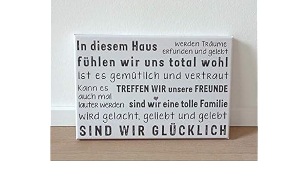 Leinwand 20x30 Cm Familienregeln Family Rules Schriften