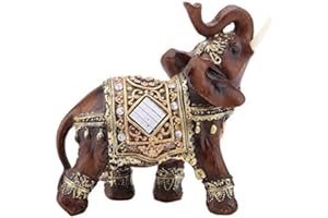 Hztyyier Elephant Decor OrnamentsBuena Suerte Feng Shui Elephant StatueResina Figura Elefante para la Riqueza Suerte Figura Decoración Hogar Regalo(M) Adornos