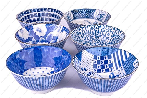 M.V. Trading mvsz001/S japonés varios decorativa porcelana cuencos, 15,2 cm) (16 onzas), juego de 6