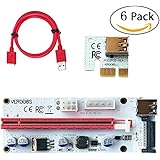 VER 008S PCI-E 1X To 16X Graphics Extension Riser Card ,4 Solid Capacitors,15pin Male to 6pin Power Slot Connector , 60cm USB 3.0 Cable , Ethereum ETH Mining Adapter Card(6 Pack)-Kalolary