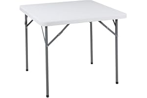 MILANI HOME MilaniHome.it - Tavolo Pieghevole da Catering, Giardino Bianco Perfetto Come Tavolo da Campeggio, da Buffet, da Cucina Tavolino Esterni Richiudibile, Cm 85x85x74 Cmdi coloreBianco