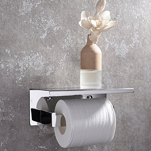 ubeegol Chrom WC Wandhalter Toilettenpapierhalter Rollenhalter Papierhalter SUS304 Edelstahl Accessories WC Papier Halter 2in1 Badzimmer Klopapierhalter Telefonhalhalter - 2