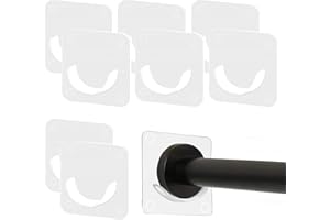 LFCFBH 8PCS Curtain Rod Holder, Self Adhesive Curtain Rod Bracket for Wall Stick, No Drilling