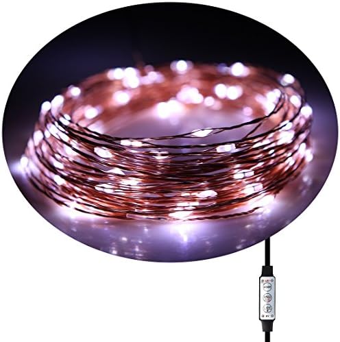 String Lights,USB String Lights,6 Modes,5 flashing speed ,7 luminance,100 LEDs,33 ft Copper Wire 5V,Outdoor Indoor String Lights for Bedroom, Garden, Party, Christmas Tree, Decorations(white)