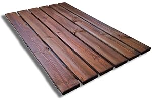 SUNWOOD Plataforma de ducha antideslizante de 100 x 60 cm, de madera de pino impregnada, 4 cm de grosor, color marrón teca