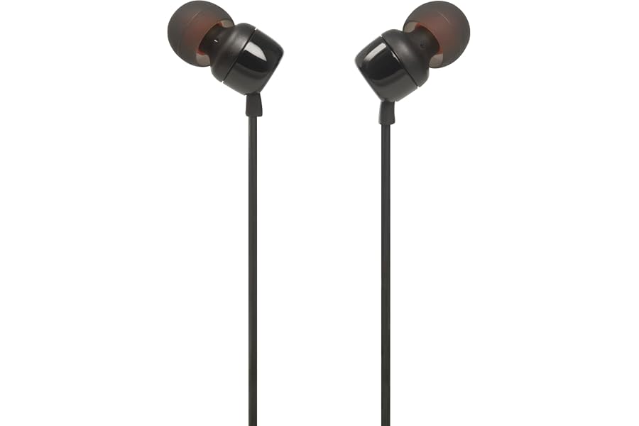 JBL T110 - Auriculares intraurales universales con mando a distancia y micrófono, color negro