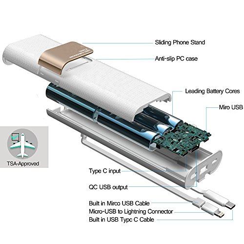 iWALK 20000mAh Avec Type C   Micro USB C  bles Ligthning Connecteur Batterie Externe Chargeur QC3 0 Portable Grande Capacit   Power Bank Pour Samsung 