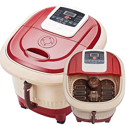 ZYOZLPLV Pie Masaje De Pies Automático para Pies, Bañera De Hidromasaje Jacuzzi, Calefacción, Baño De Pies, Masaje Eléctrico Inteligente,Rojo