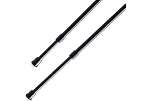 AIITOMG Lot de 2 petites barres télescopiques à pincer, tringle à vêtements sans perçage pour store, armoire, penderie (70-120 cm, diamètre 7,6 et 9,6 mm, noir)